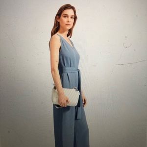 Everlane Japanese GoWeave Essential Jumpsuit, Dusky Blue, size 0